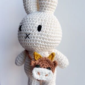 Handmade crochet cow crossbody bag for Just Dutch Miffy bunny rabbit